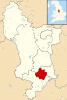 Derby shown within Derbyshire
