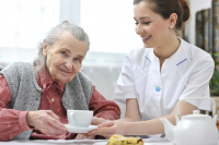 Care home resident and nurse