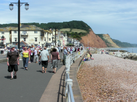 The Sidmouth seafront; the red