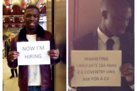 Man who held up 'hire me' sign