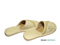 Natural leather open slippers