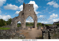 Tourist visiting Talley Abbey