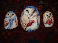 Hand Painted Stone Owls by