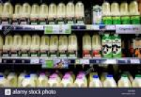 plastic cartons of milk on sale in a coop supermarket england uk ...