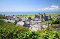 Harlech Castle perched on a ...