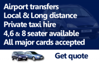 AM airport and taxi cars in