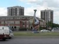 A 'dancing fish' statue at the ...