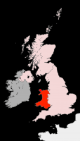 Wales (red) in the UK (pink)