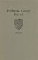 Pembroke College Record (Oxford), 1966-1967 by Pembroke College ...