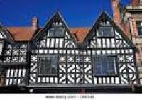Tudor frontages on High Street (Ask restaurant), Shrewsbury Stock ...
